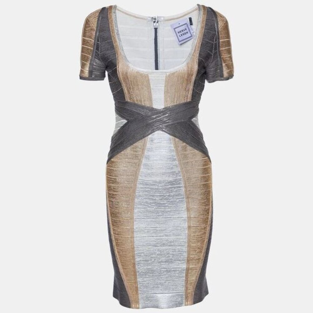 Hervé Léger “Carolyn” Colorblock Metallic Bandage